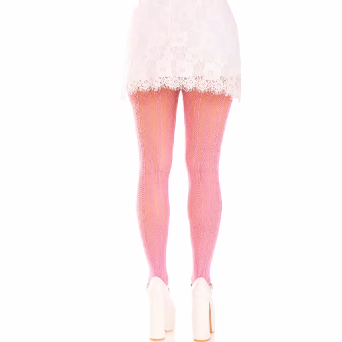 Sweetheart Striped Net Pantyhose Pink OS | Leg Avenue image 2