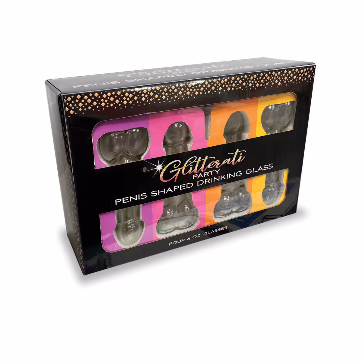 Glitterati Penis 6oz Drinking Glass  Pack of 4 image 2
