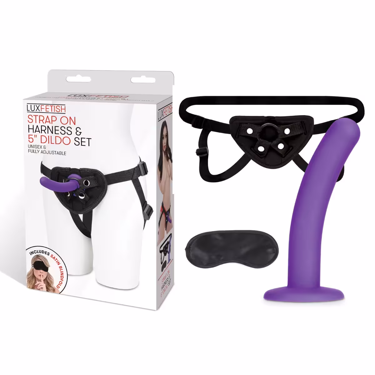 Lux Fetish Purple Strap On Harness & 5inch Dildo Set image 2