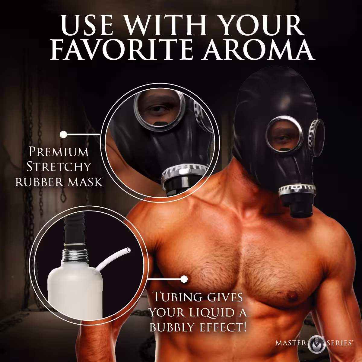 Master Series Dark Inhaler Gas Mask with Bottle – For Intimate Sensory Play image 4
