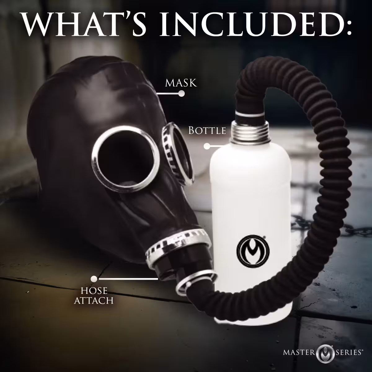 Master Series Dark Inhaler Gas Mask with Bottle – For Intimate Sensory Play image 7