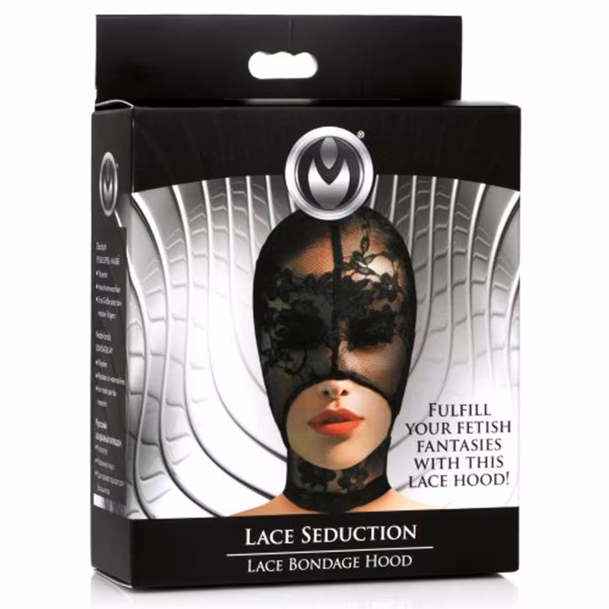 Master Series Lace Seduction Black Lace Bondage Hood image 2