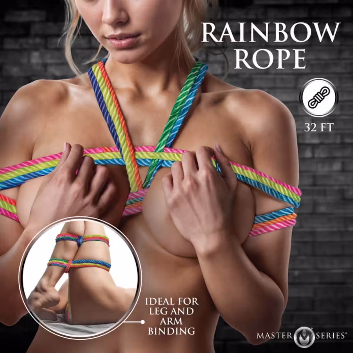 Master Series Rainbow Rope 32ft – Premium Bondage Rope for Partner Play
