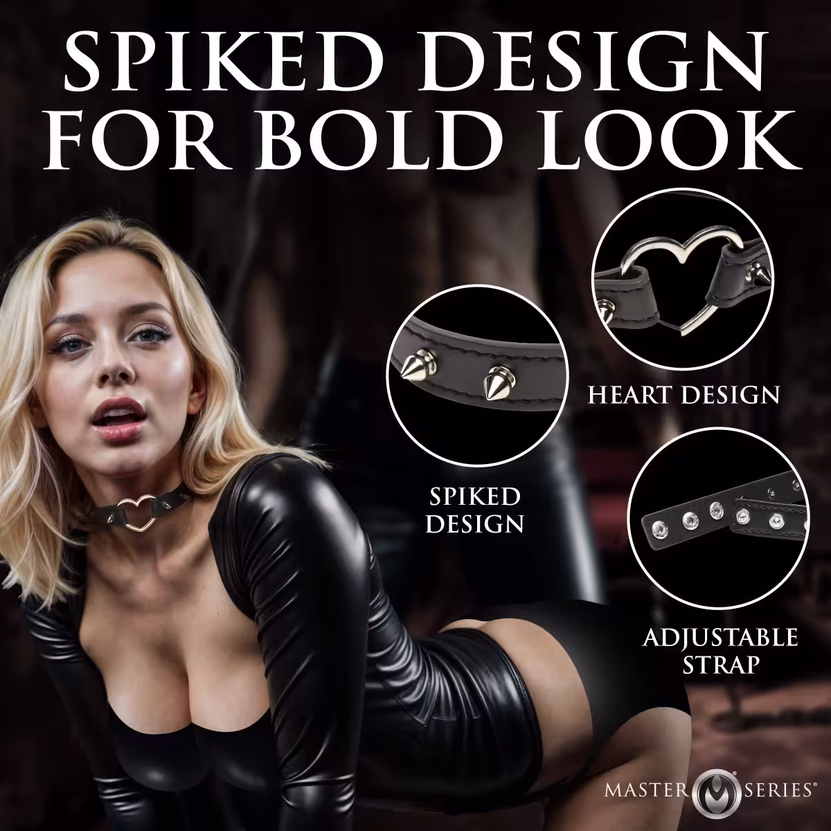 Spiked Heart Choker - Black image 4