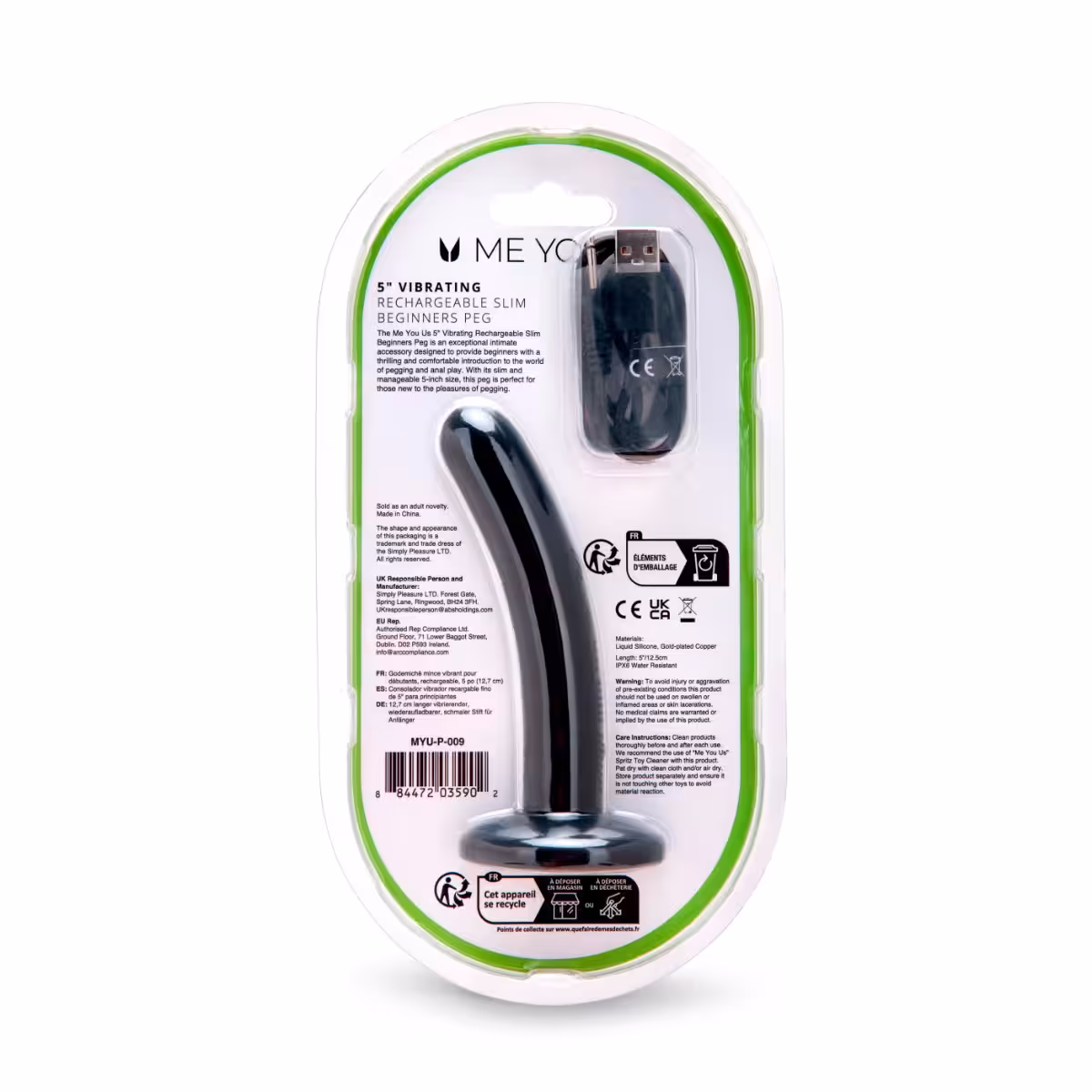 Me You Us 5ich Vibrating Rechargeable Slim Beginners Peg image 2