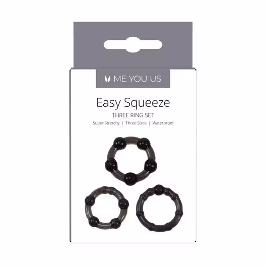 Me You Us Easy Squeeze Cock Ring Set Black image 2
