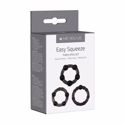 Me You Us Easy Squeeze Cock Ring Set Black image 3