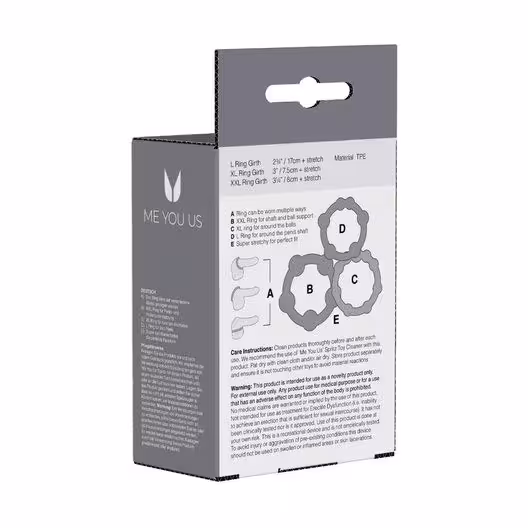 Me You Us Easy Squeeze Cock Ring Set Black image 4