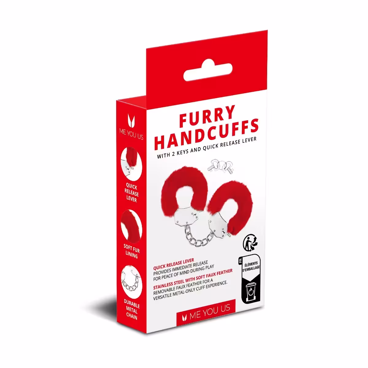 Me You Us Furry Handcuffs Red image 6
