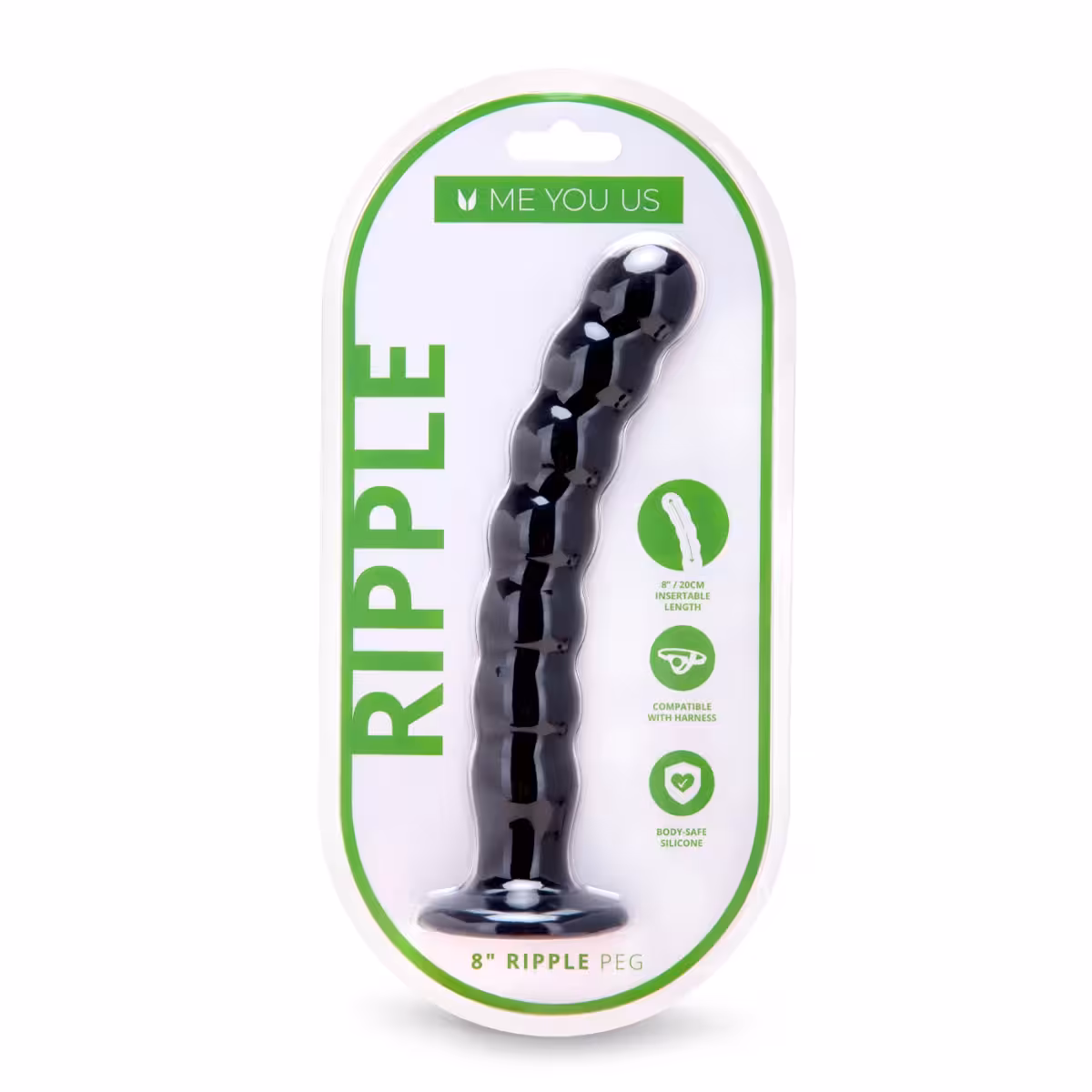 Me You Us Ripple G-Spot Pegging Dildo Black 8 Inch image 2