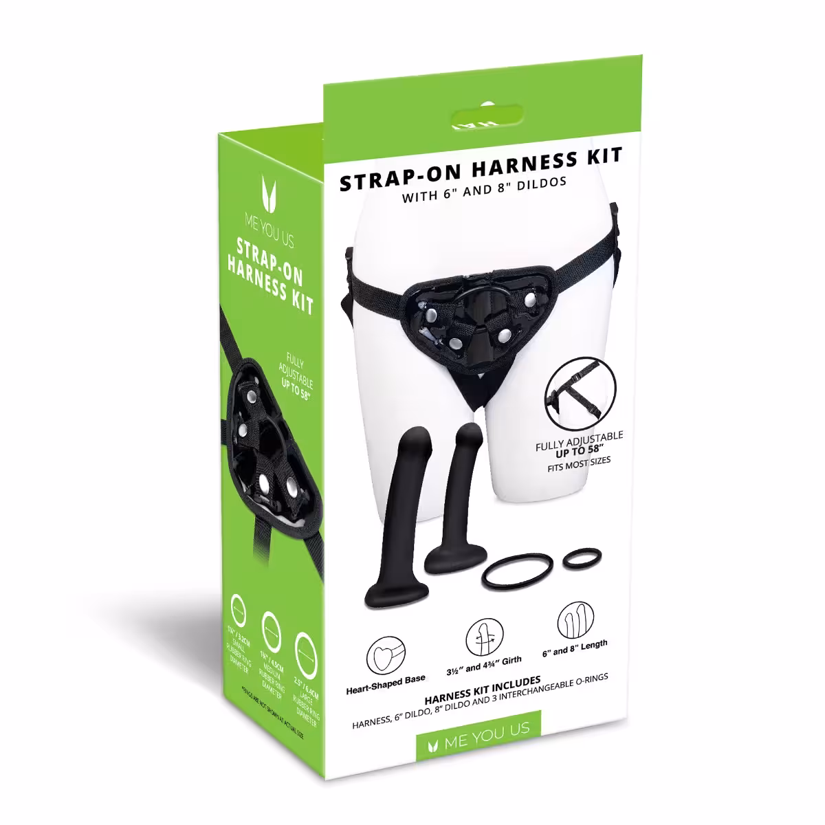 Me You Us Strap on Harness Kit with 6 and 8inch Dildos image 3