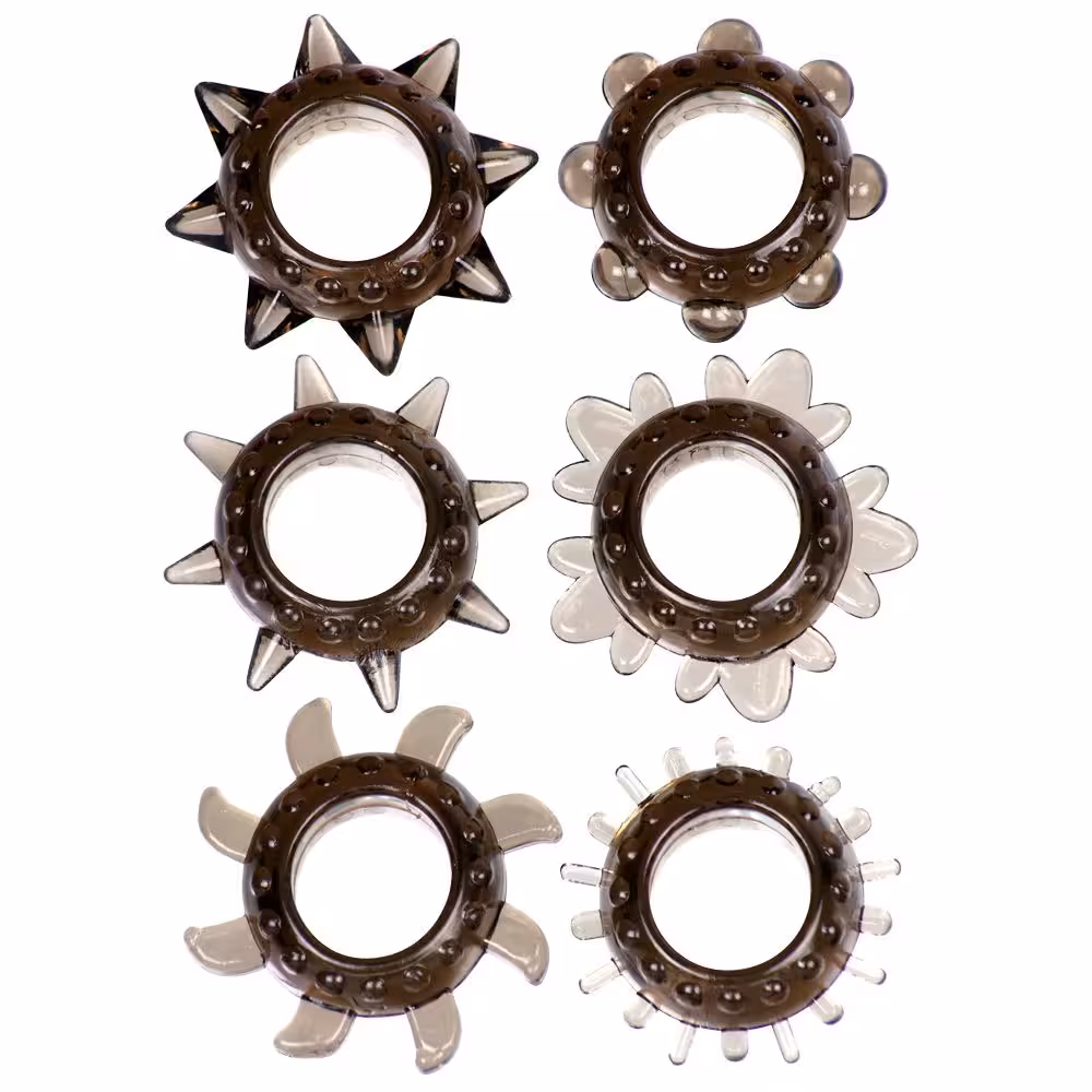Me You Us Tickler Cock Ring Set 6 Pack Smoke