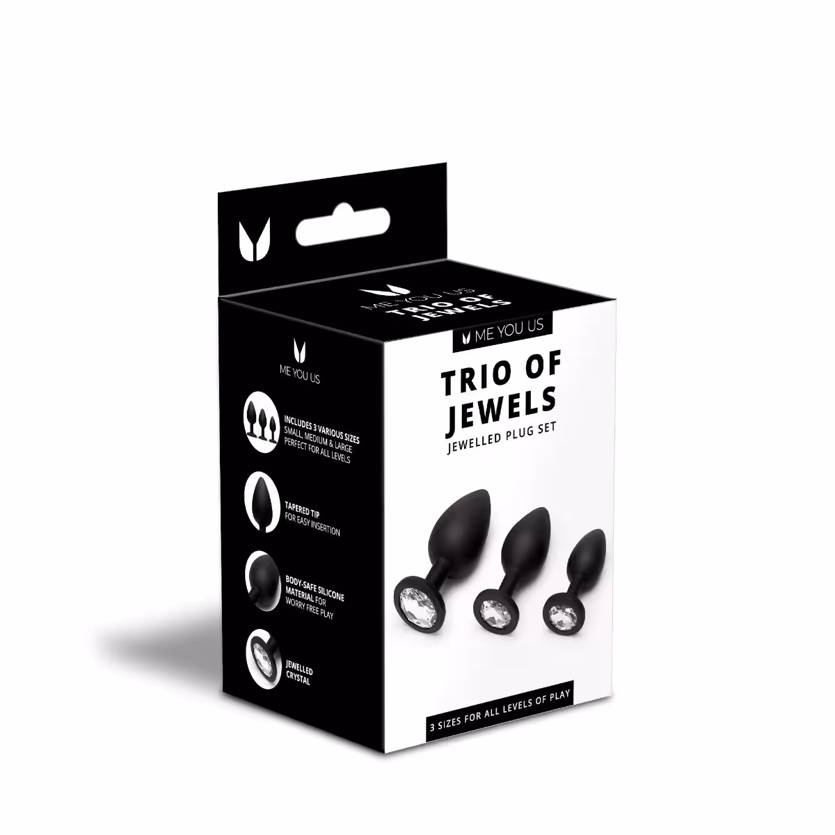 Me You Us Trio Of Jewels Jewelled Butt Plug Set Black