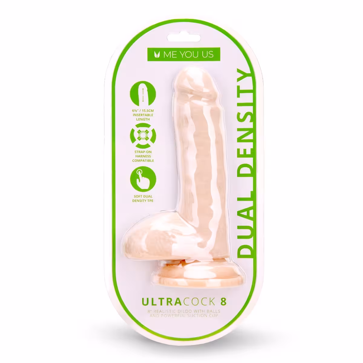 Me You Us Ultra Cock Dual Density Dildo With Balls 8 Inch