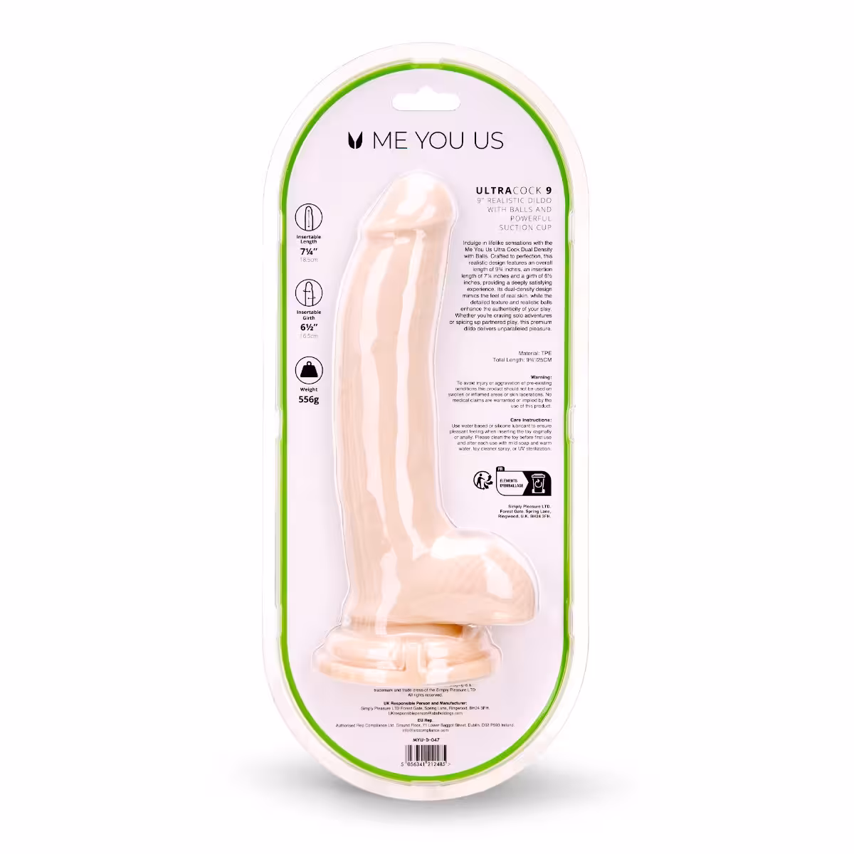 Me You Us Ultra Cock Dual Density Dildo With Balls 9 Inch image 2