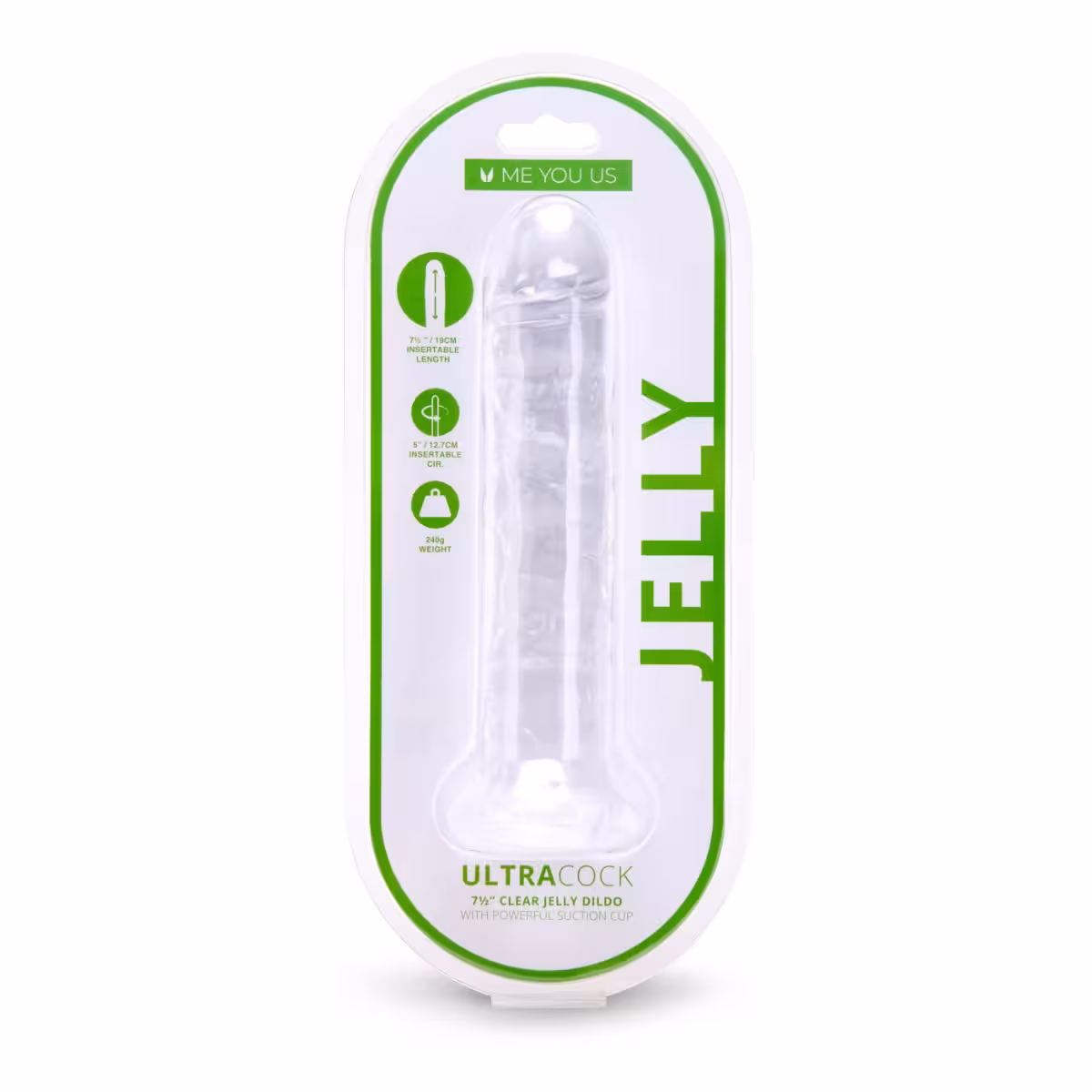 Me You Us Ultra Cock Jelly Dong Clear 7.5 Inch image 2