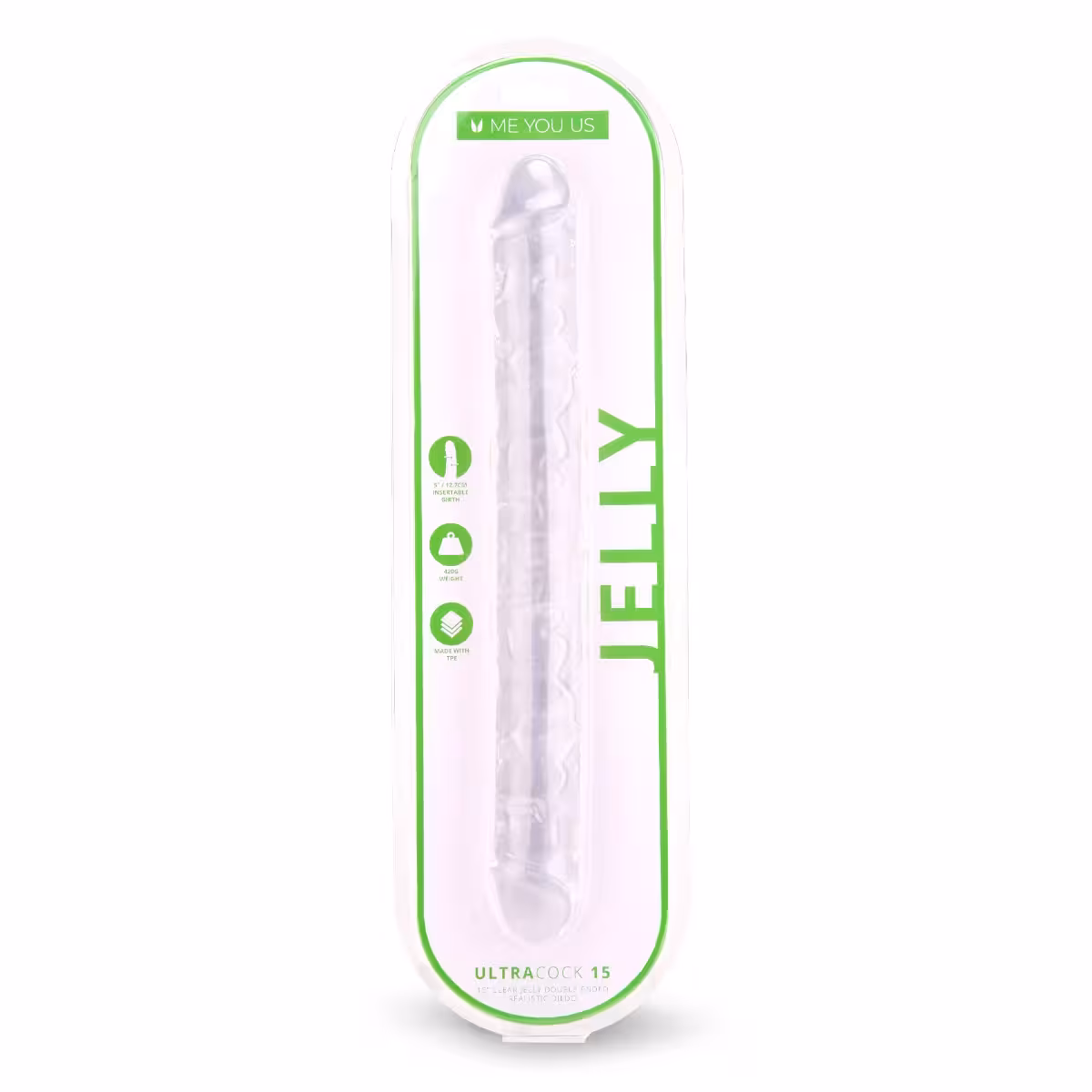 Me You Us Ultra Cock Jelly Double Ended Dildo Clear 15 Inch