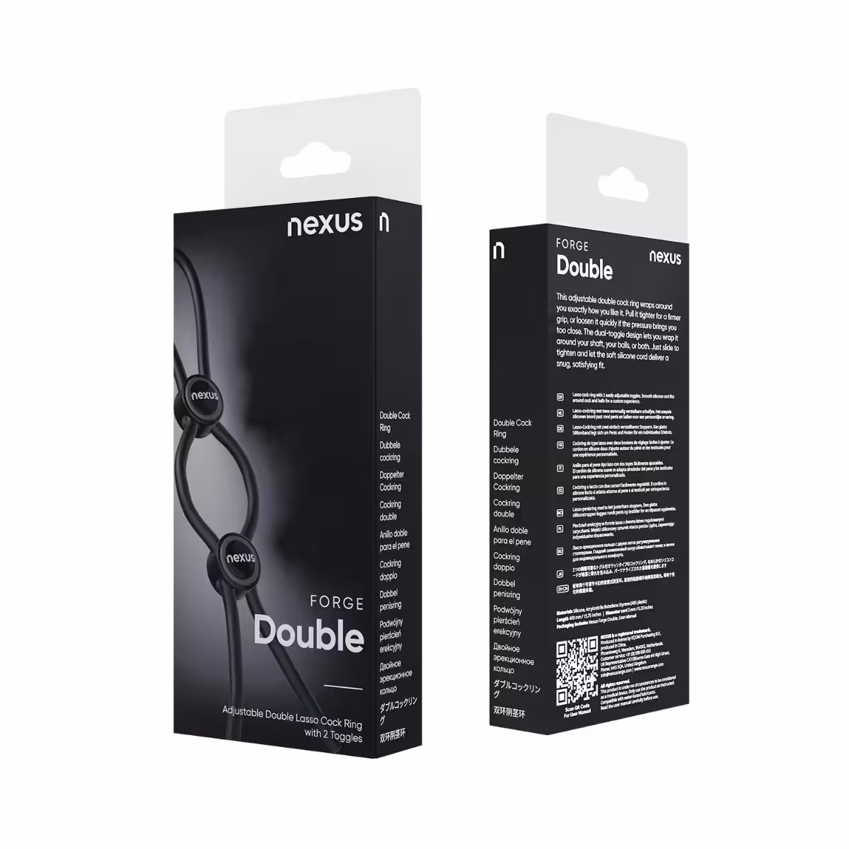 FORGE Double Adjustable Lasso Silicone Cock Ring - Black image 8
