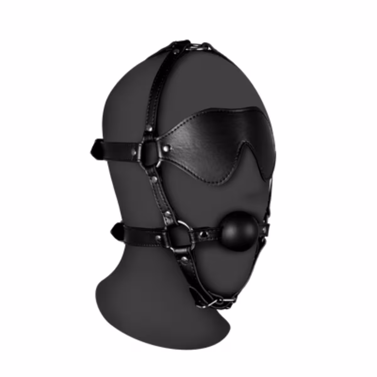 Ouch Xtreme Blindfolded Head Harness With Ball Gag Black image 3