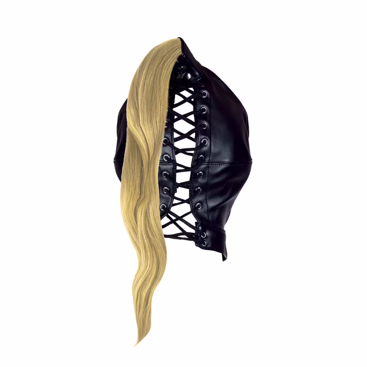 Mask with Blonde Ponytail Black image 3