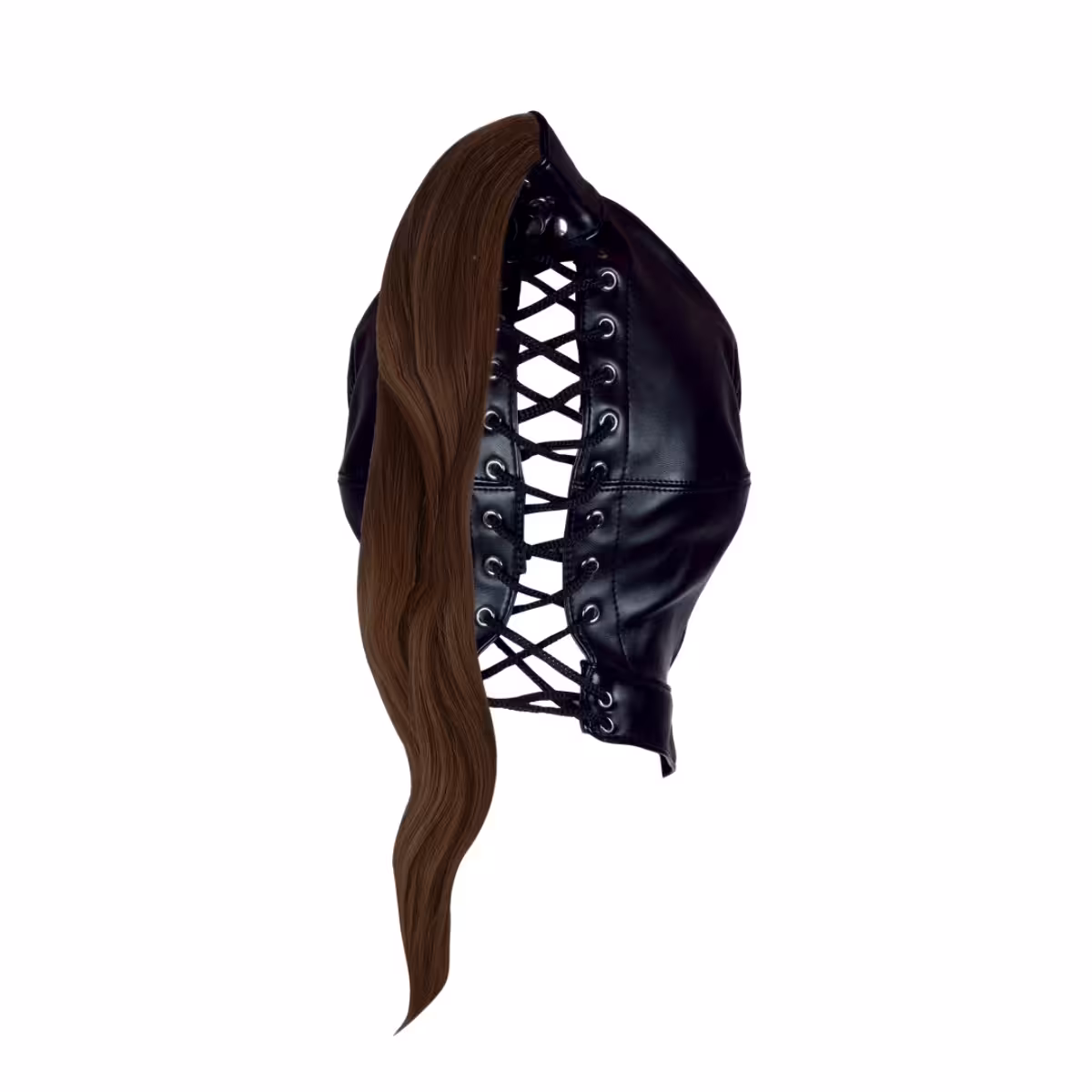 Mask with Brown Ponytail Black image 3