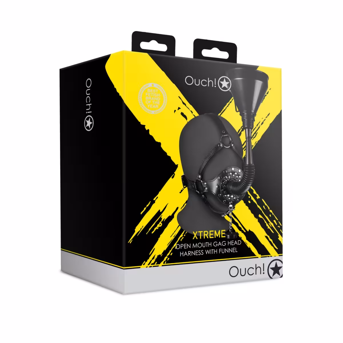 Open Mouth Gag Head Harness with Funnel Black image 2
