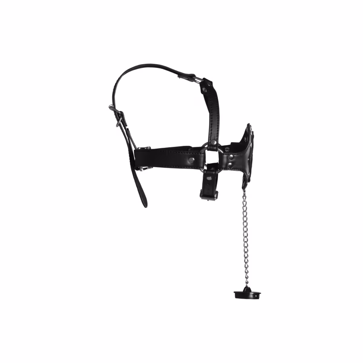 Open Mouth Gag Head Harness with Plug Stopper Black image 3