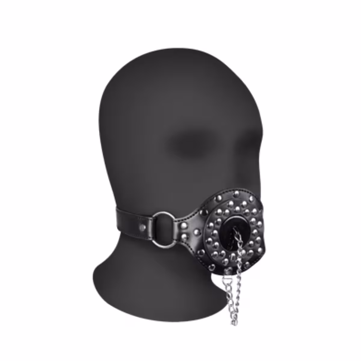Open Mouth Gag with Plug Stopper Black image 3