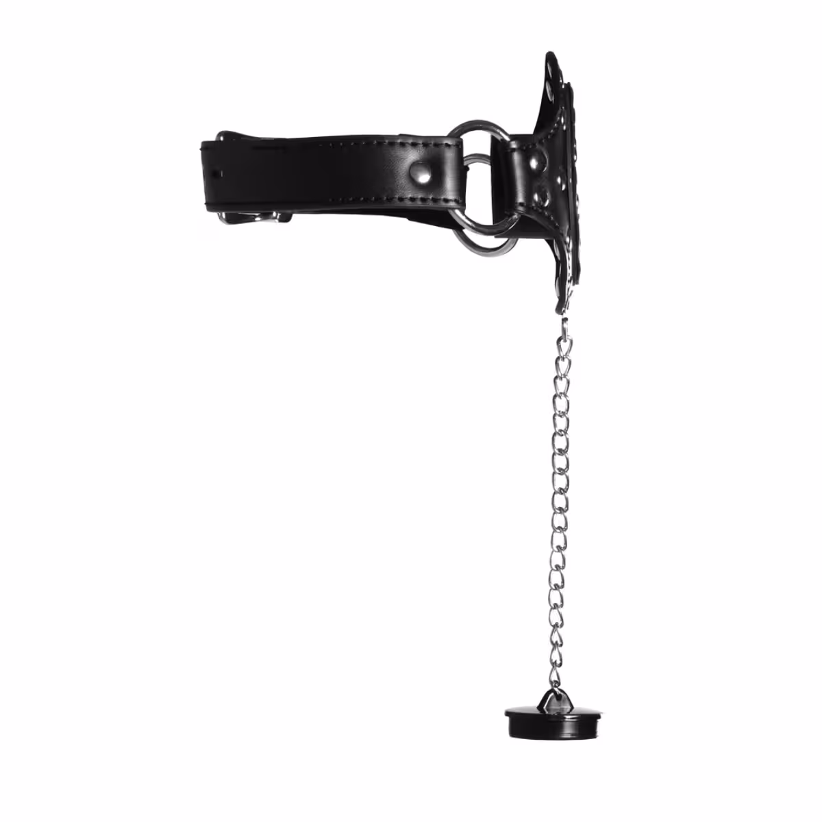 Open Mouth Gag with Plug Stopper Black image 4