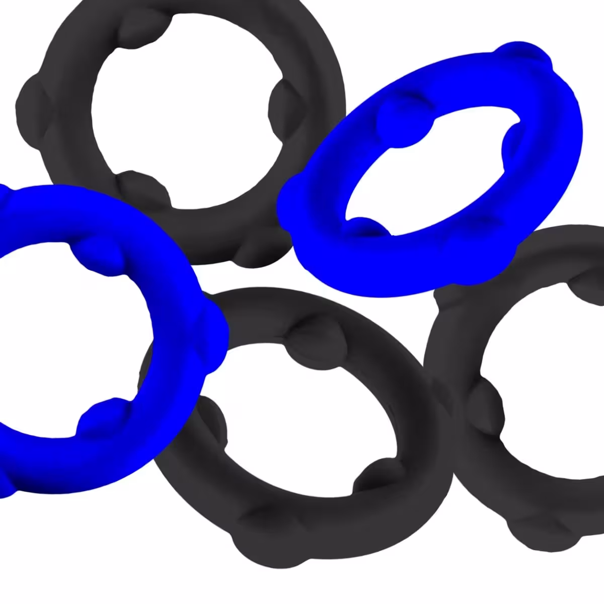 Gearheads 5-Pack Cock Rings in Blue/Black – Premium Silicone for Extended Play image 4