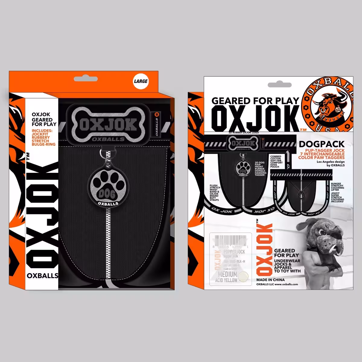 Oxballs Dogpack Pup-Taggers 6-Tag Dog Jock BLACK/SILVER LARGE image 2