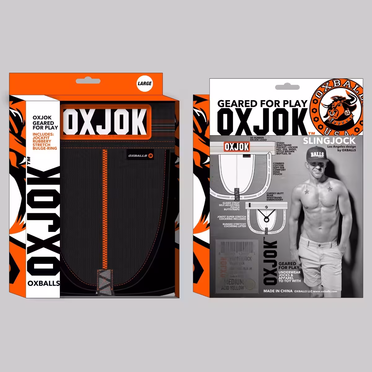 Oxballs Slingjock Upthrust Slider-Strap Jock BLACK IRON XX-LARGE