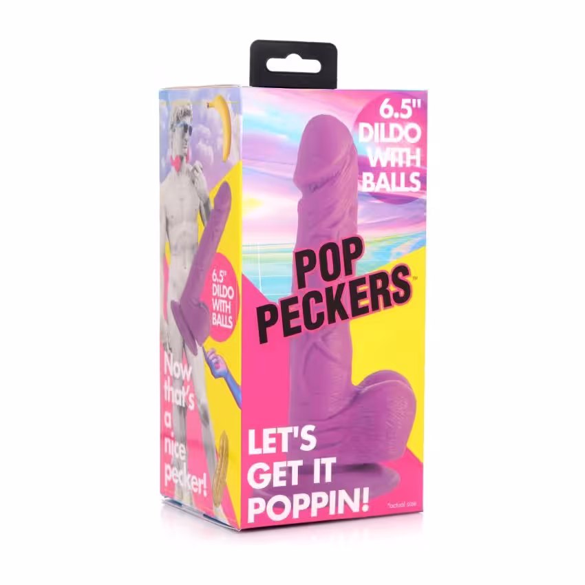 Pop Peckers Dildo With Balls Purple 6.5 Inch image 2