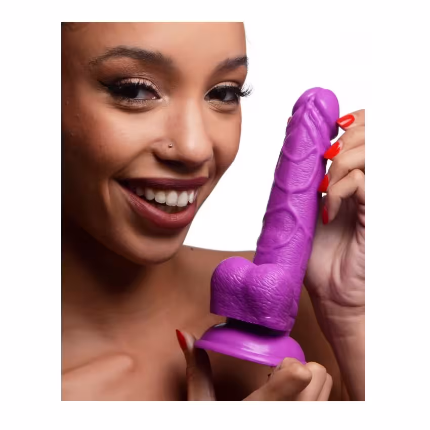 Pop Peckers Dildo With Balls Purple 6.5 Inch image 3