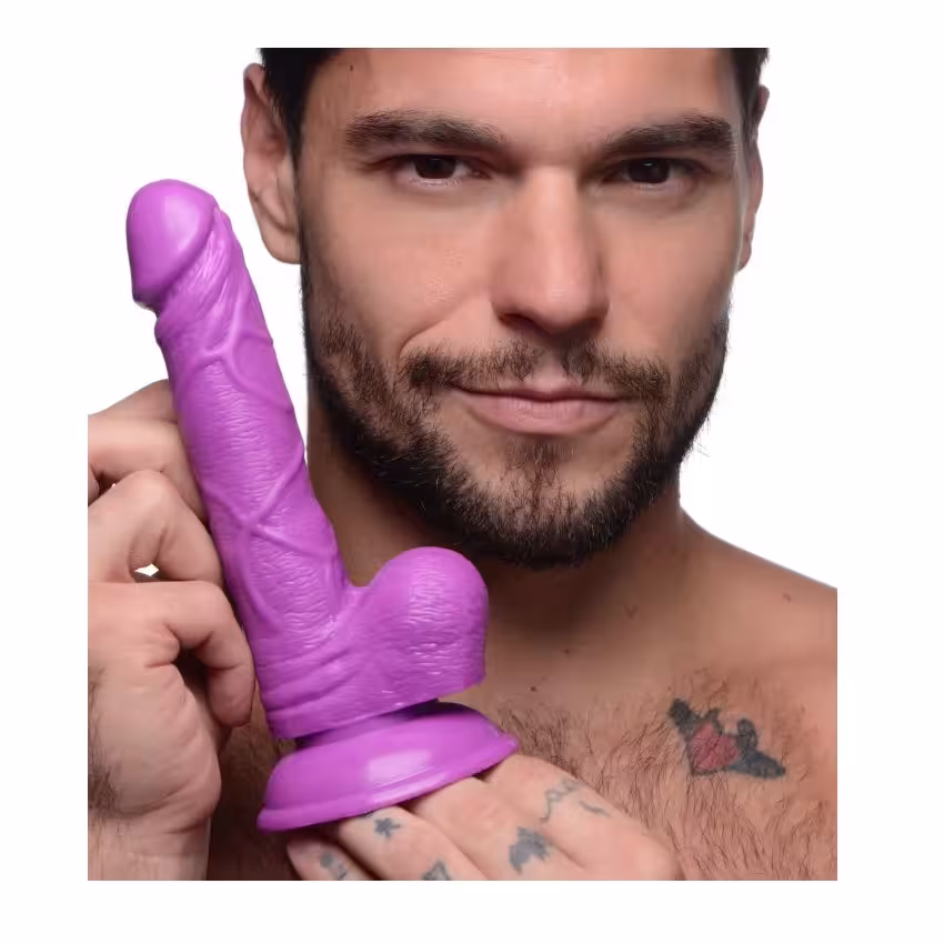 Pop Peckers Dildo With Balls Purple 6.5 Inch image 4