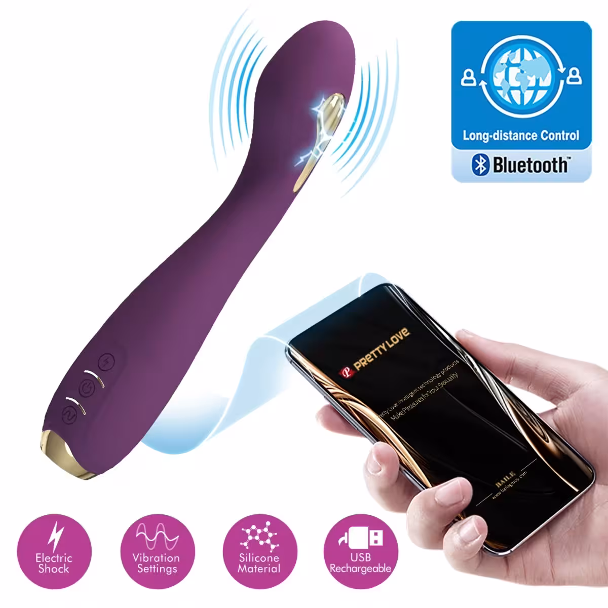 Pretty Love Hector G-Spot Electro Shock Vibrator Purple image 4