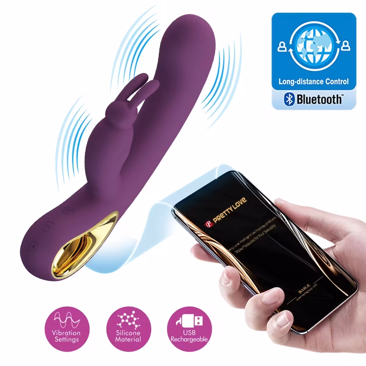 Pretty Love Liam Rabbit G-Spot Vibrator Purple image 4