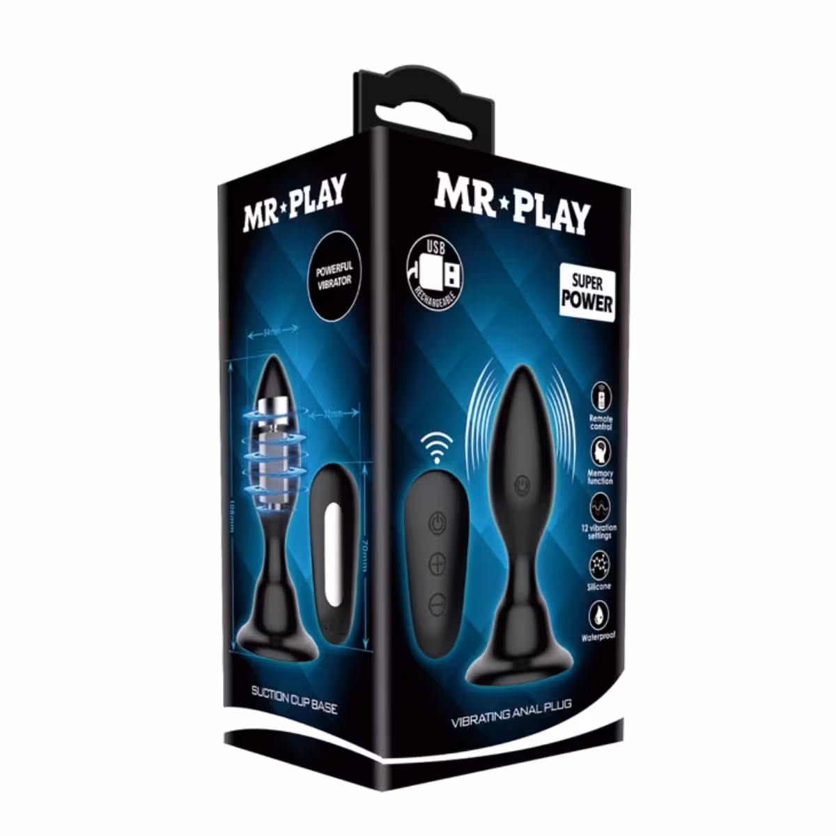 Pretty Love Mr Play Remote Controlled Vibrating Butt Plug – Black