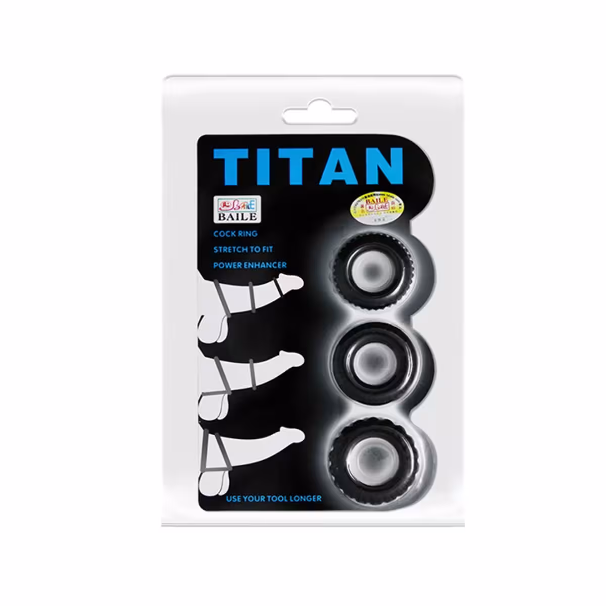 Pretty Love Titan Silicone Cock Ring 3 Pack Black image 2