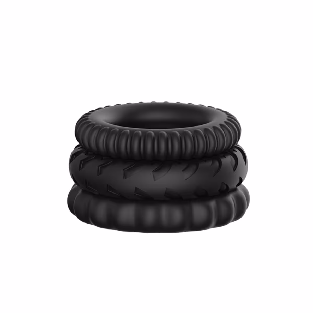 Pretty Love Titan Silicone Cock Ring 3 Pack Black image 3
