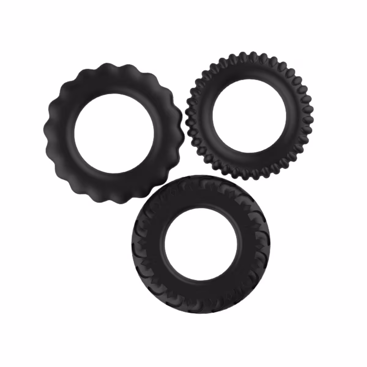 Pretty Love Titan Silicone Cock Ring 3 Pack Black image 4