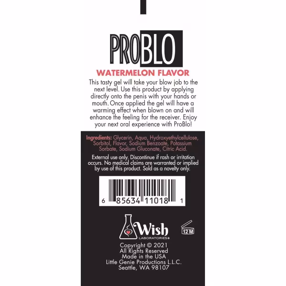 Pro Blo Oral Pleasure Gel Watermelon 1.5oz | Discreet Lubrication for Intimate Moments image 2