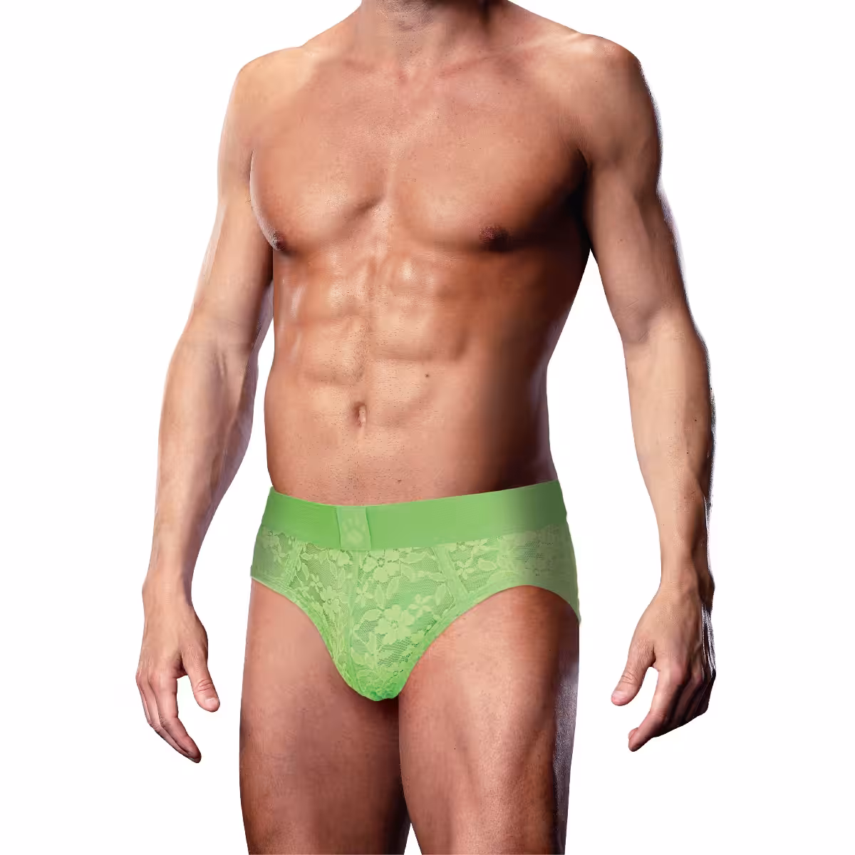 Prowler Neon Green Lace Open Back Brief Large
