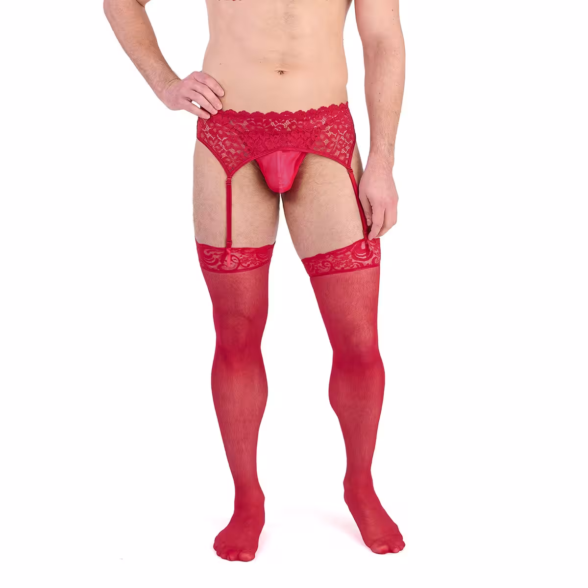 Prowler Red Lace Garter Set Medium – Elegant Intimate Wear image 5