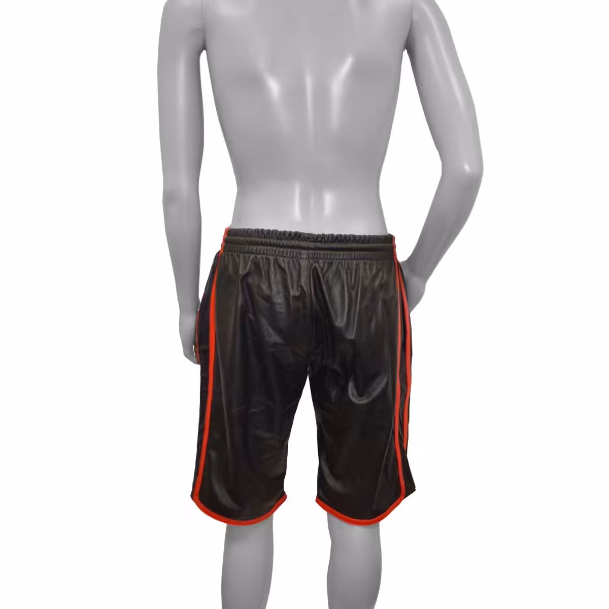 Prowler RED Leather Long Sports Shorts – Black with Red Trim – XXL image 3