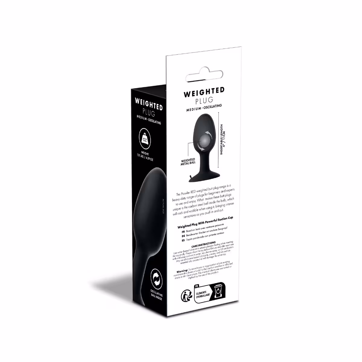 Prowler RED Medium Weighted Butt Plug Black image 5