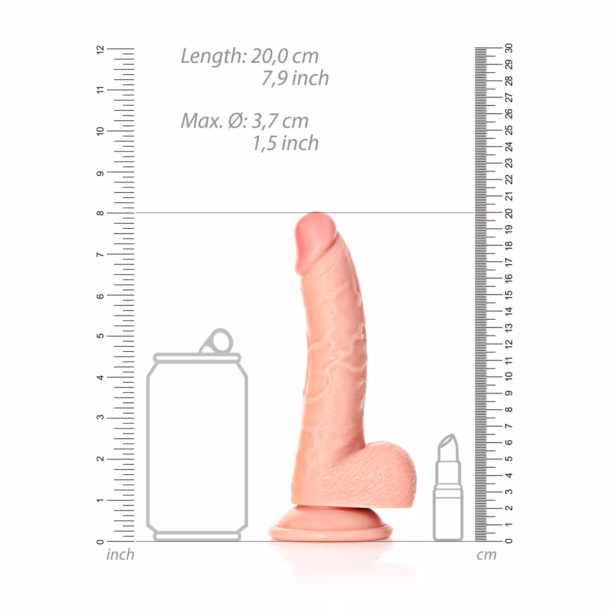 RealRock Curved Realistic Dildo With Balls & Suction Cup Flesh 7 Inch image 4