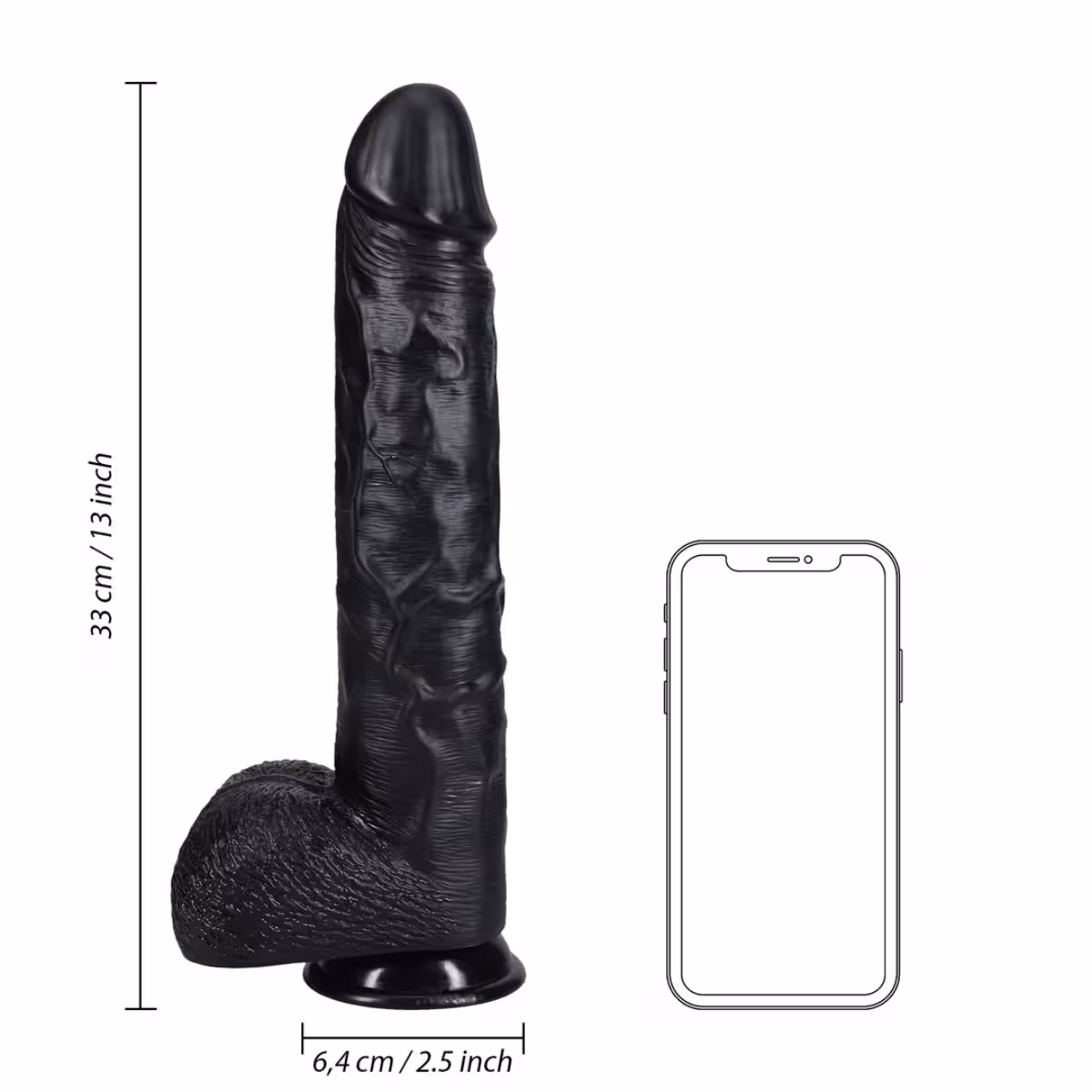 RealRock Extra Long Dildo With Balls Black 13 Inch image 4