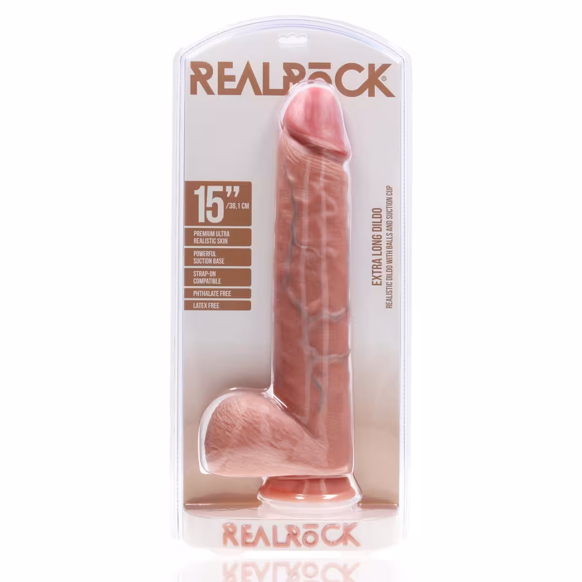 RealRock Extra Long Dildo With Balls Flesh 15 Inch image 2