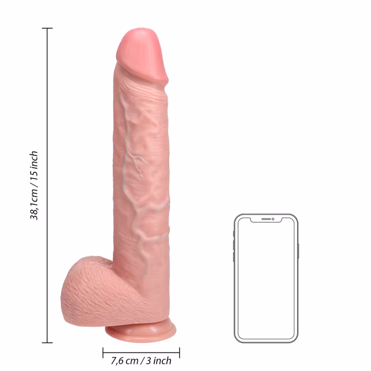 RealRock Extra Long Dildo With Balls Flesh 15 Inch image 4